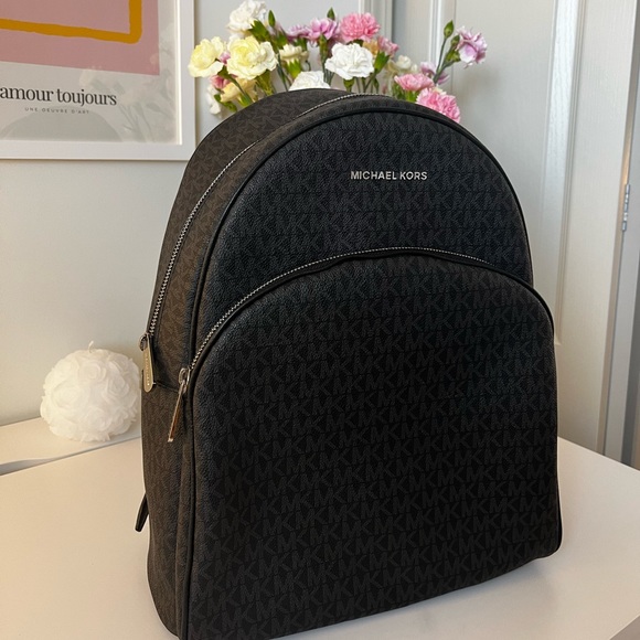 Black Leather Michael Kors Large Abbey Backpack - Picture 2 of 4